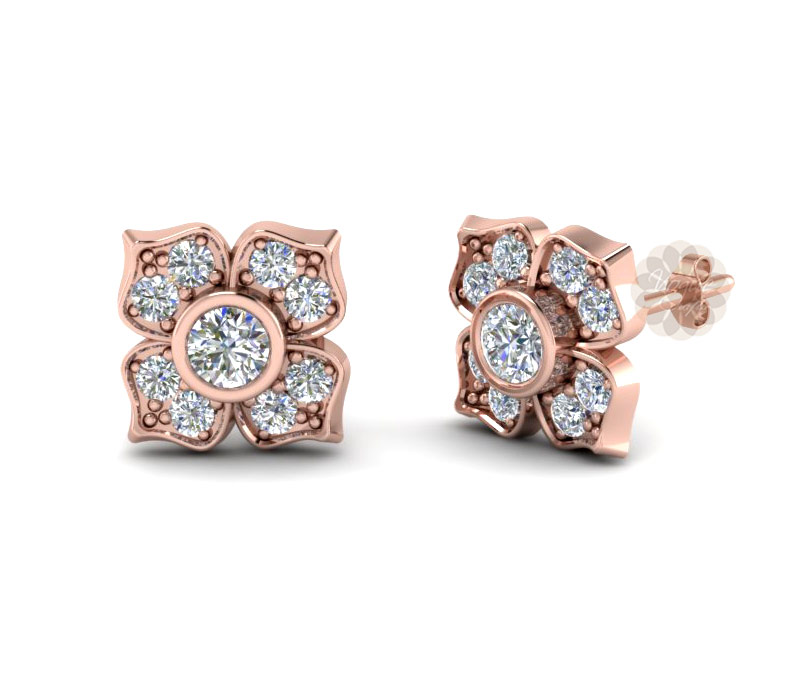 Vogue Crafts & Designs Pvt. Ltd. manufactures Rose Gold Flower Earrings at wholesale price.
